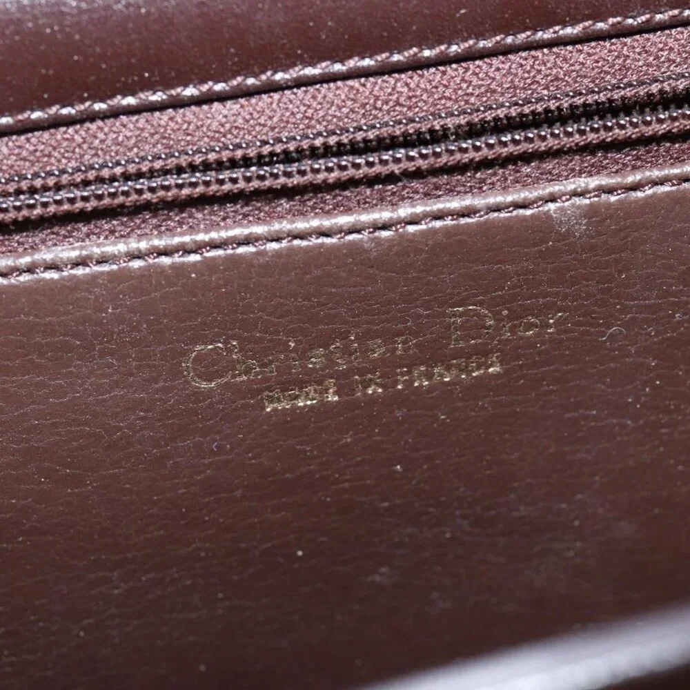 Authentic Christian Dior Shoulder Bag Leather Brown Gold - Picture 8 of 16